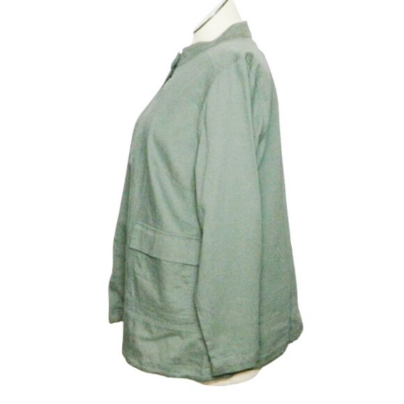 Eileen Fisher $238 Organic Cotton Twill Stand Collar Jacket Nori Green Sz 1X NWT - Picture 6 of 7